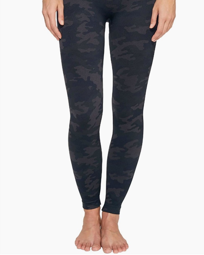 Front of a model wearing a size L Look At Me Now Legging in Black Camo in Black Camo by Spanx. | dia_product_style_image_id:338824